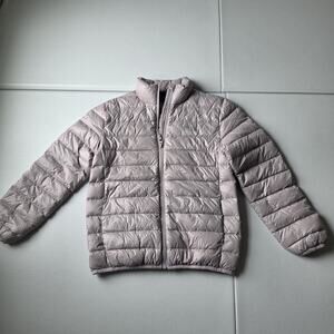 Eddie Bauer Jacket Kids M 7/8 Purple Gray Down Quilted Puffer Lightweight Winter